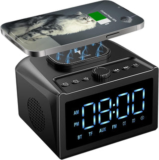 SAKER Wireless Charging  Alarm Clock With White Noise Speaker