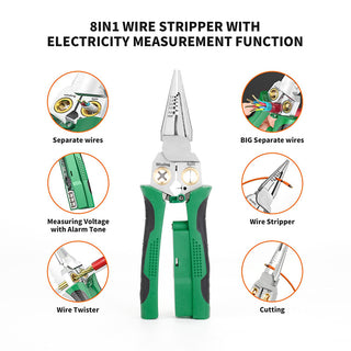 Sakerplus 8-in-1 Voltage Testing Wire Stripper Pliers