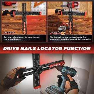 SAKER® 4 in 1 Drilling Positioning Ruler