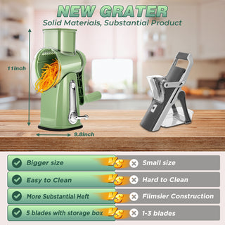 Sakerplus 5 in 1 Rotary Cheese Grater Shredder