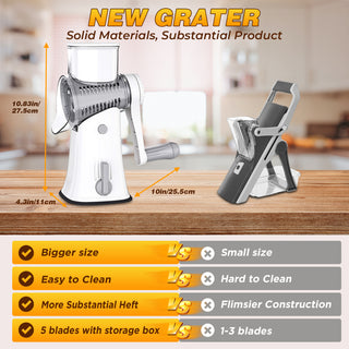 Sakerplus 5 in 1 Rotary Cheese Grater Shredder