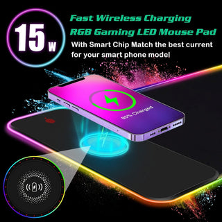 SAKER Wireless Charging RGB Gaming Mouse Pad