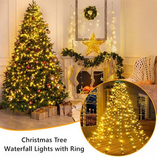 Christmas Tree Waterfall Lights with Ring