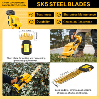 SakerPlus Cordless Hedge Trimmer & Grass Shears