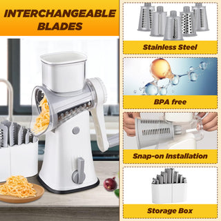 Sakerplus 5 in 1 Rotary Cheese Grater Shredder