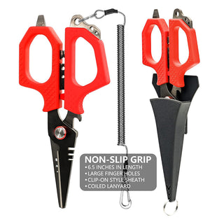 Sakerplus 6.5" Pro Dual Serrated Blades Fishing Shears