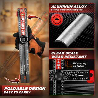 SAKER 4 in 1 Drilling Positioning Ruler