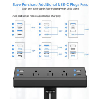 Saker Desk Clamp Power Strip