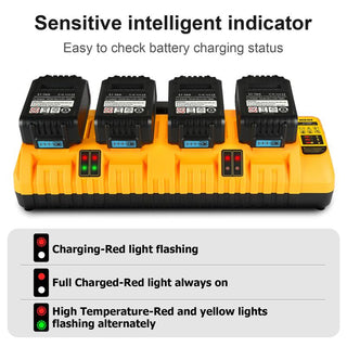 Saker 4-Ports Rapid Battery Charger Station for Dewalt Li-ion Battery