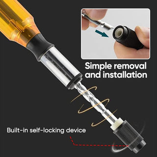 SAKERPLUS Push Pull Ratchet Screwdriver With 5 Screwdriver Heads