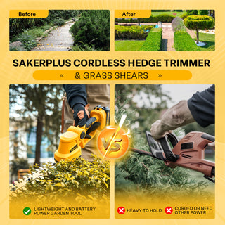 SakerPlus Cordless Hedge Trimmer & Grass Shears