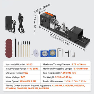 Saker Mini Lathe Machine with Accessories for DIY