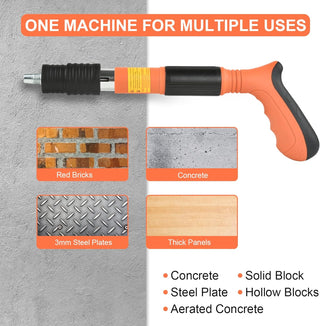 SAKER Concrete Nail Gun Kits,with 100pcs round nails