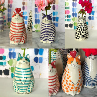 Sank Polka Dot Cat Vase