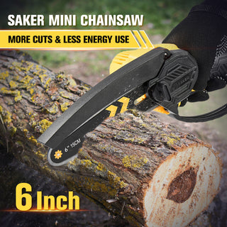 Lightweight, High-Performance Electric Saw for Pruning and Trimming - SAKER® Mini Chainsaw Cordless 6-Inch